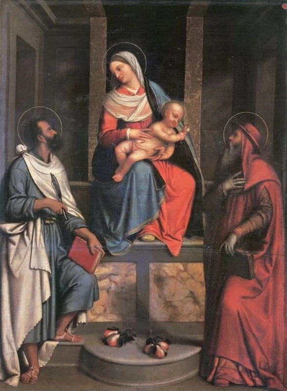 Il Moretto-210-Madonna col Bambino con San Girolamo e Bartolomeo (Madonna con la pera)